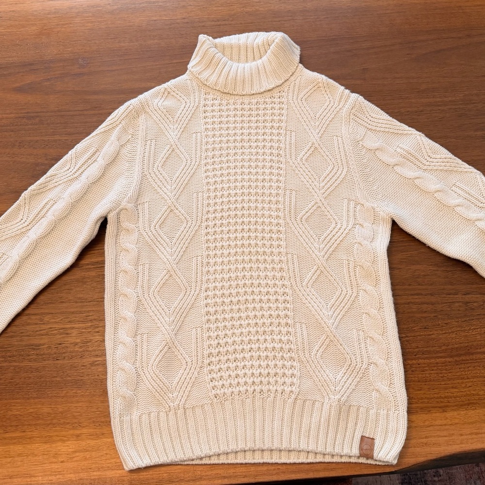 White Cable Knit Turtleneck Sweater